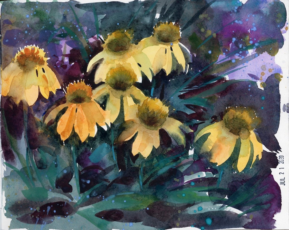 本33／Painting Fresh Florals in Watercolor Original Fresh Mixed Bouquet Watercolor Painting Flowers on
